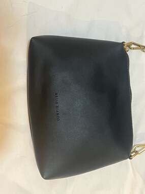 Melie Bianco Black Vegan Leather Crossbody Bag with Webbing Strap